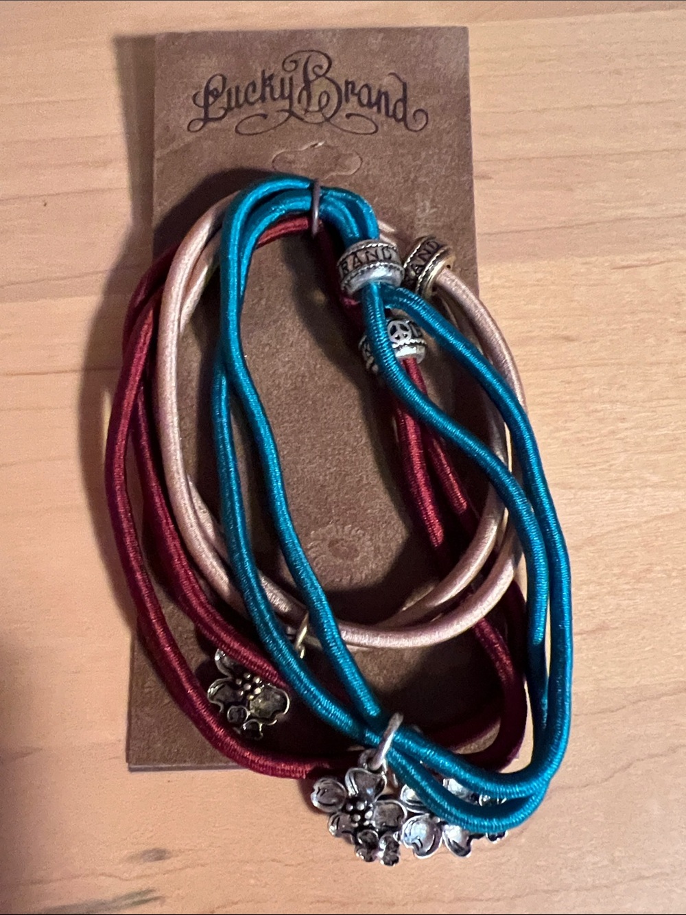 Lucky Brand Multistrand Flower Charm Bracelets in Teal, Burgundy & Champagne